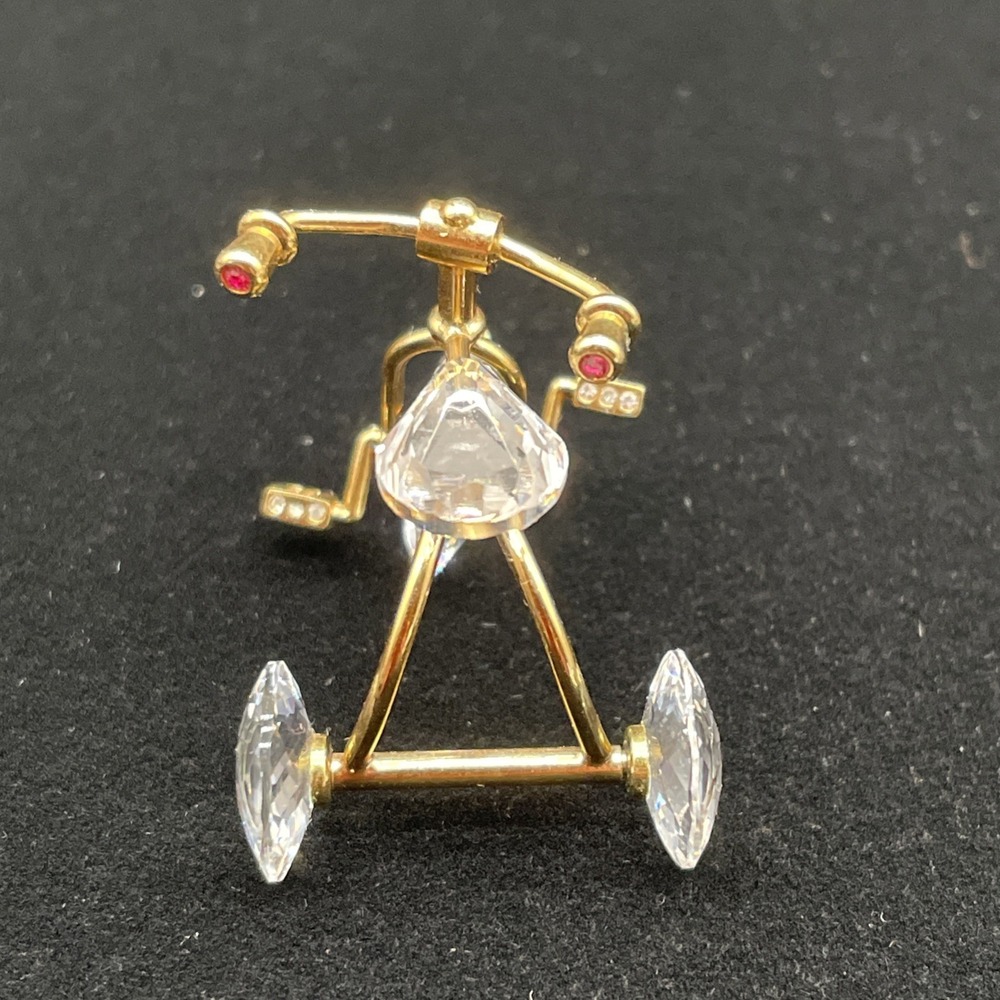 Swarovski Crystal Memories Tricycle Figurine Gold 219198 Retired Signed Moveable - Picture 2 of 7